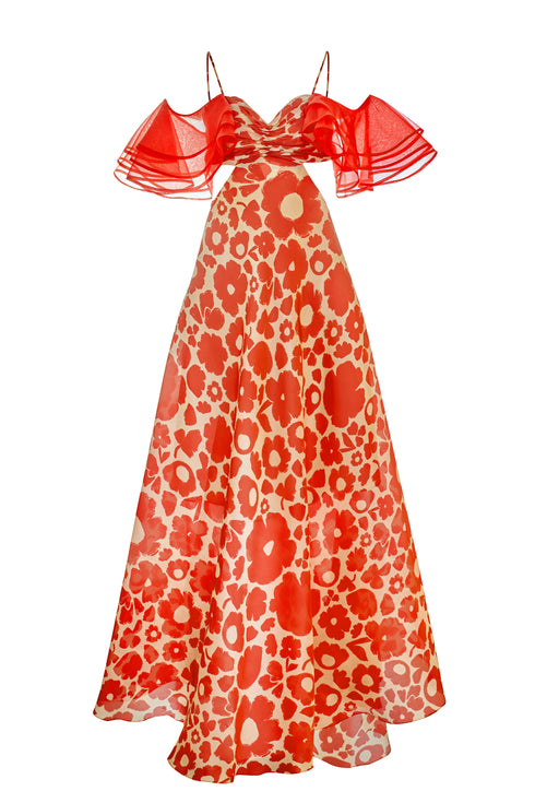 Vestido Amar Flores Naranjas